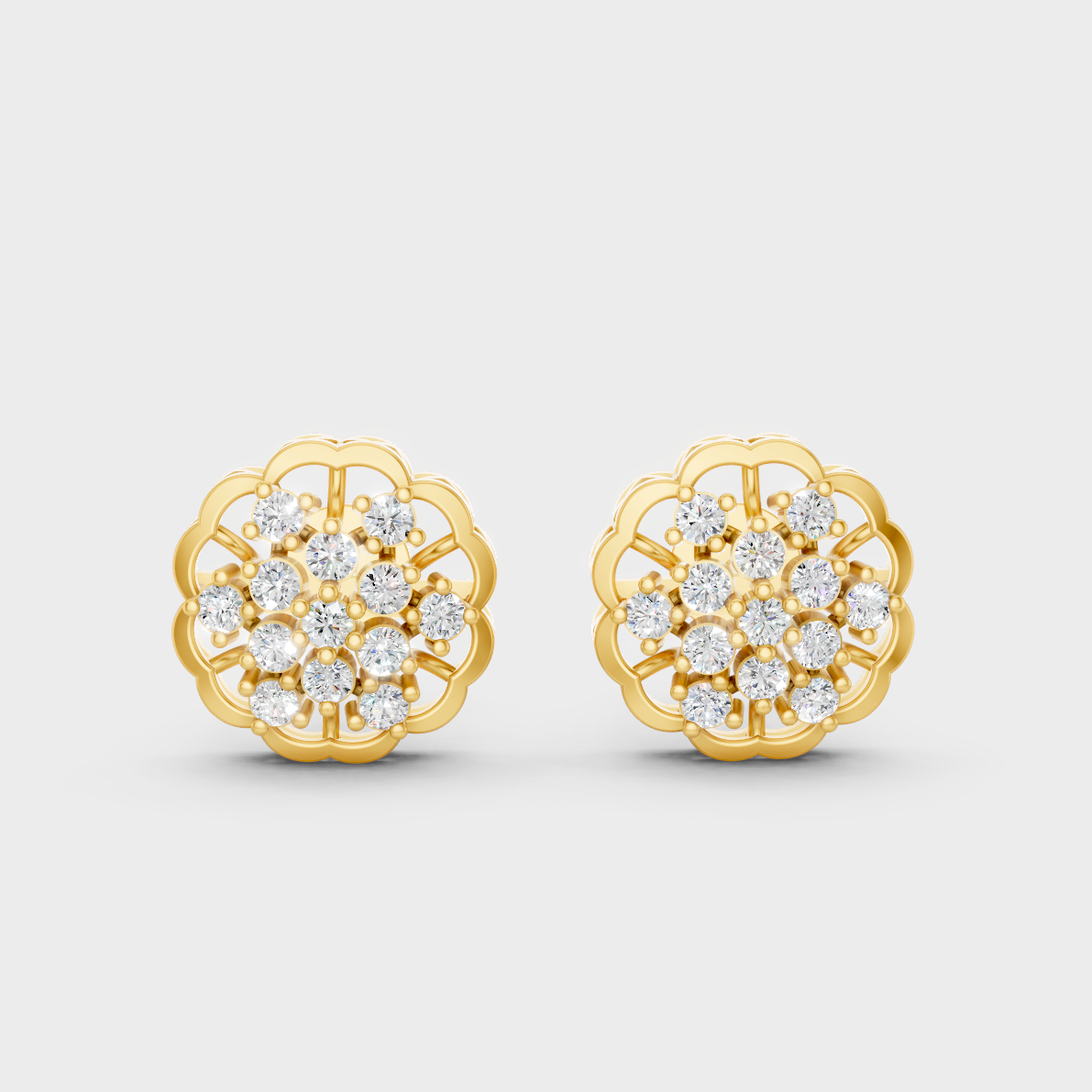 Radiant Yellow Gold Solitaire Earrings With Certified 0.91 Ct Total Weight Diamonds