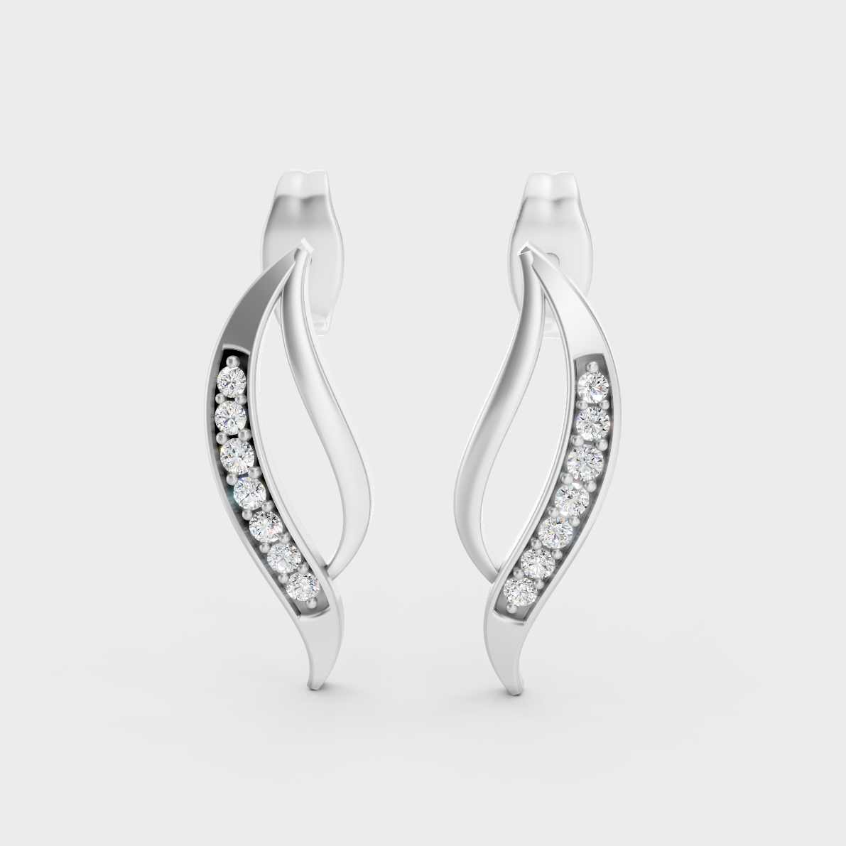 9K White Gold Round-Shaped Lab-Grown Diamond Studs With Clean Minimalist Design
