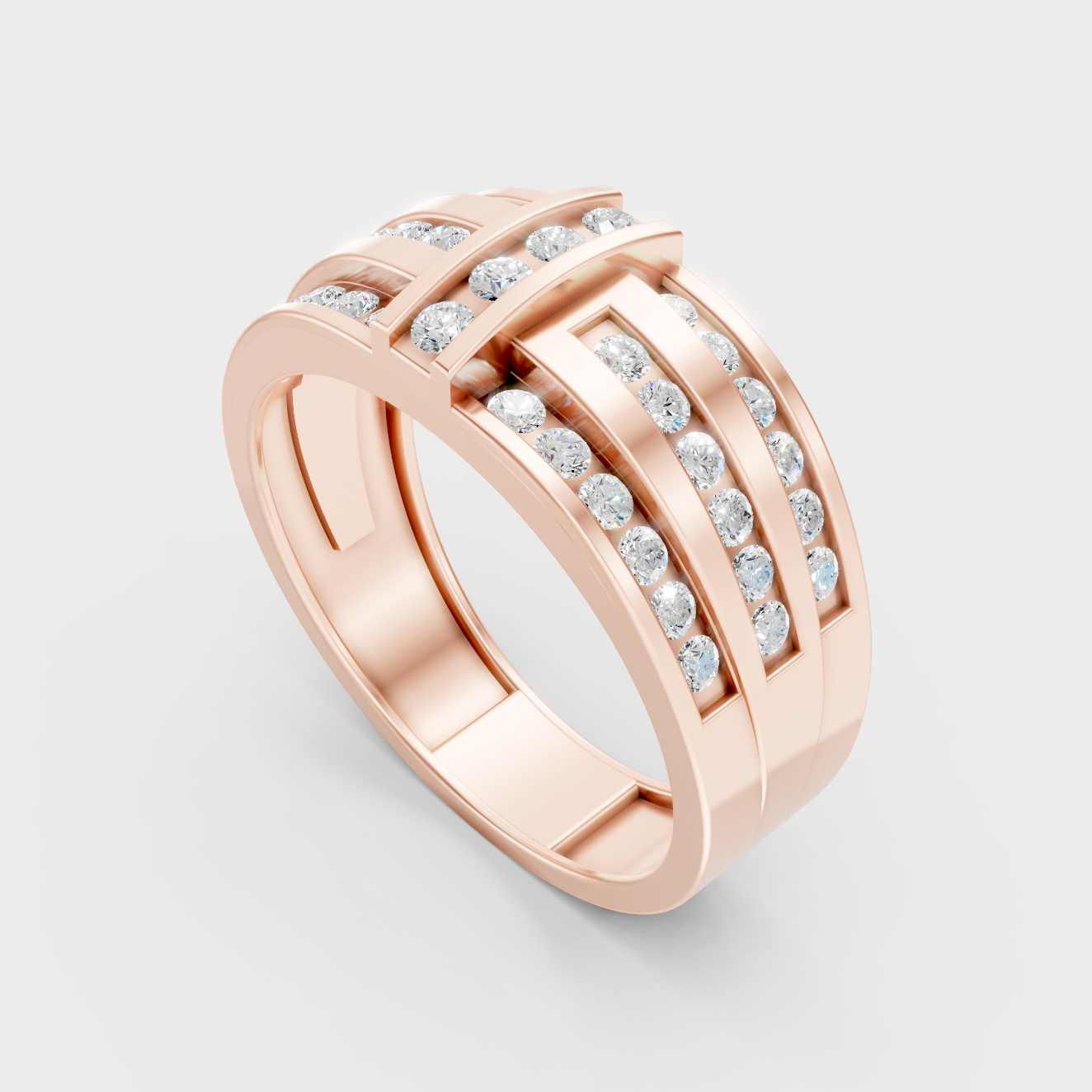 Certified 0.75 Carat Round-Cut Lab-Grown Diamond Men’s Ring In 18K Rose Gold