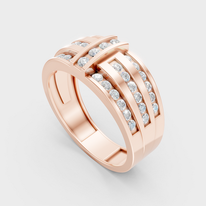 Certified 0.75 Carat Round-Cut Lab-Grown Diamond Men’s Ring In 18K Rose Gold
