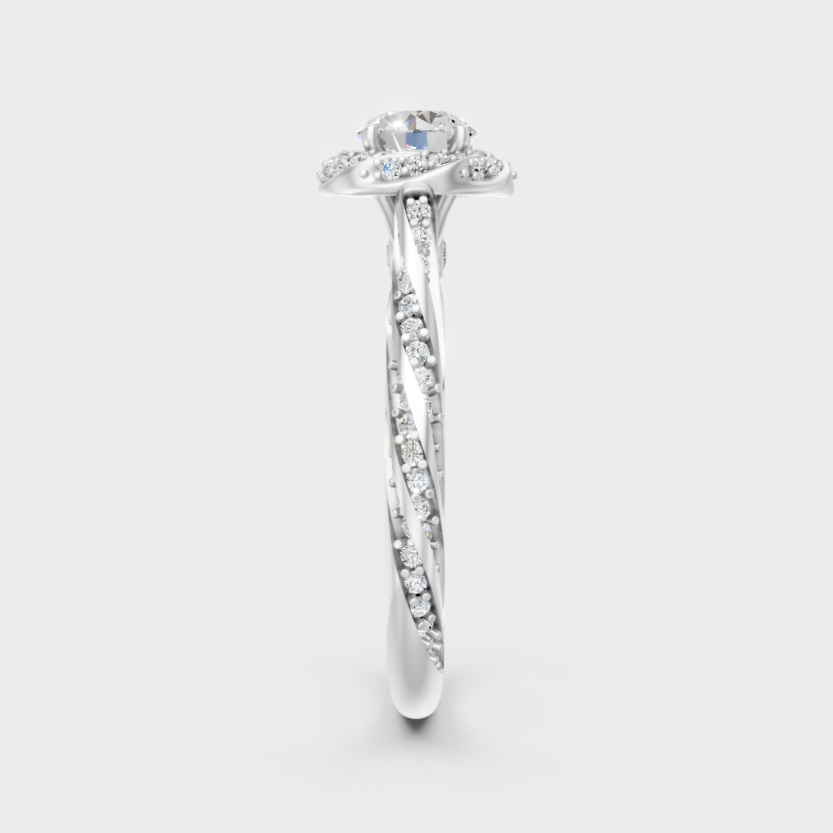  High-Polish 950 Platinum Round Lab Diamond Twist Halo Ring For Maximum Shine