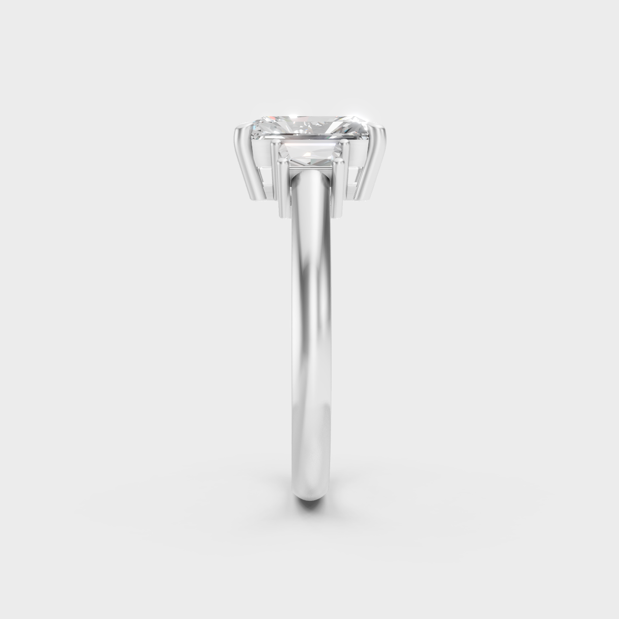 High-Polish White Gold Radiant Lab Diamond Ring For Maximum Clarity
