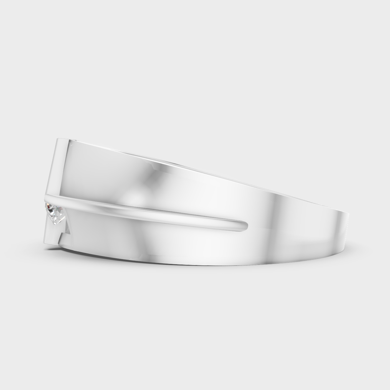 White Gold Certified Mens Diamond Ring Elegant Style