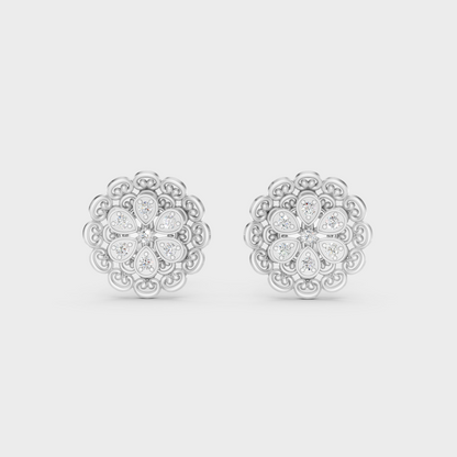 High-Polish 950 Platinum Round Lab Diamond Earrings For Refined Brilliance 
