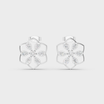 High-Polish 950 Platinum Round Lab Diamond Earrings For Refined Brilliance