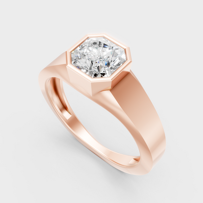  Sleek 14K Rose Gold Men’s Band Featuring A Certified 1-5Ct Square Radiant Lab Diamond