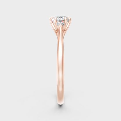 High-Polish Rose Gold 0.76 Carat Round Lab Diamond Ring For Maximum Sparkle 
