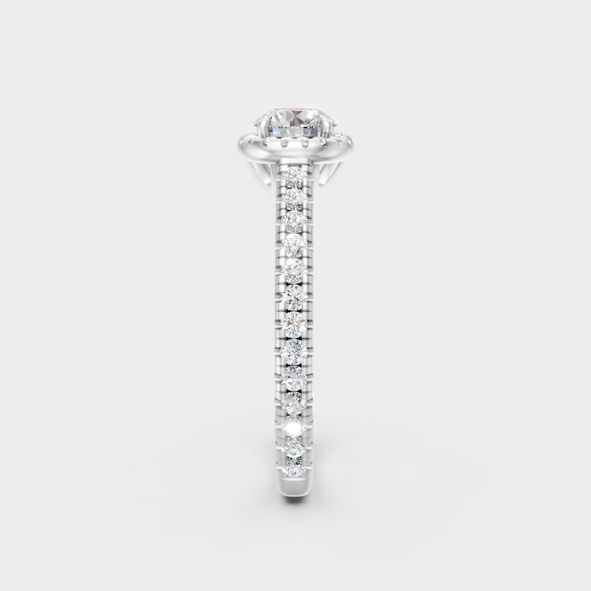 High-Polish 950 Platinum Round Lab Diamond Halo Ring For Maximum Shine