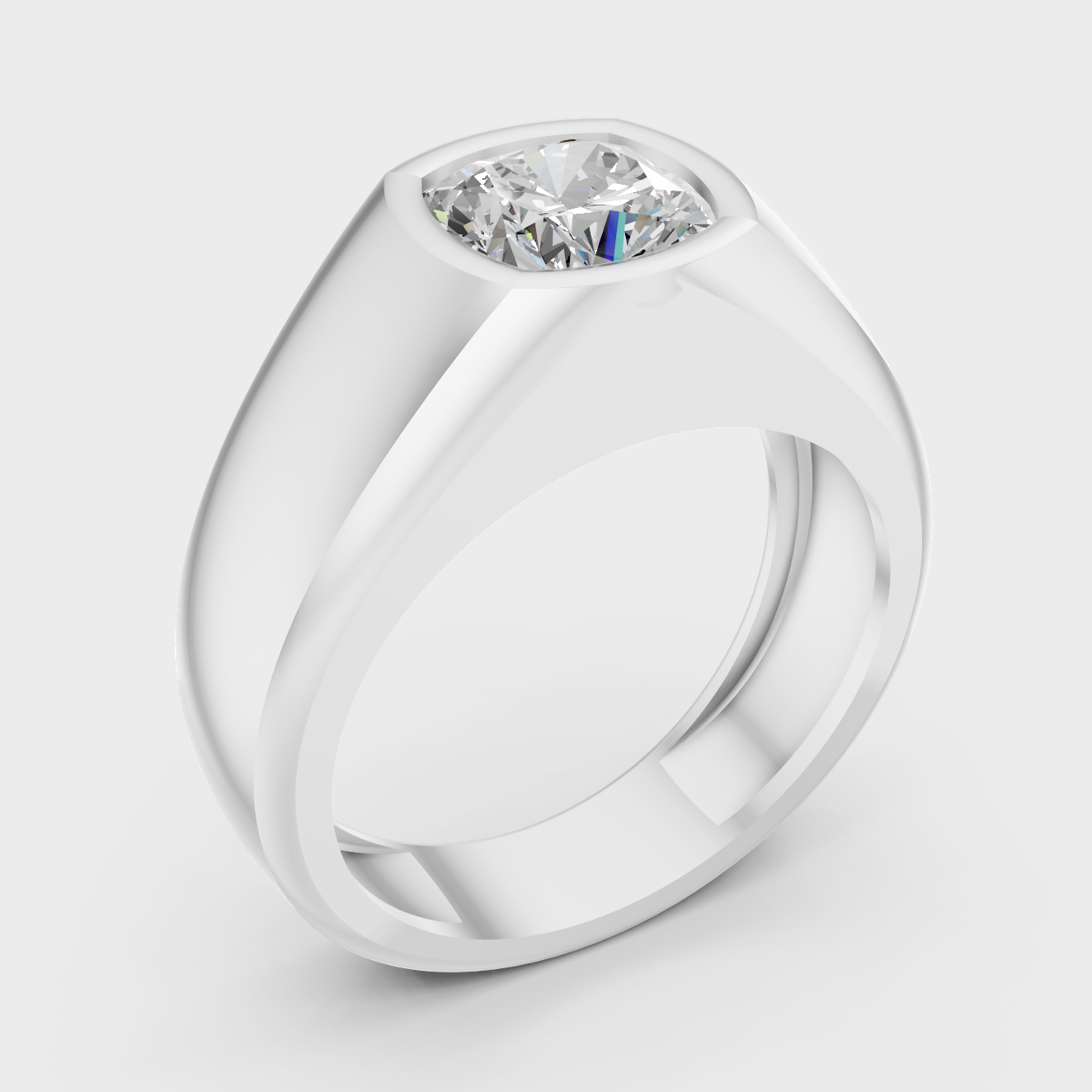 Platinum Mens Cushion Cut Diamond Ring Timeless Sophistication