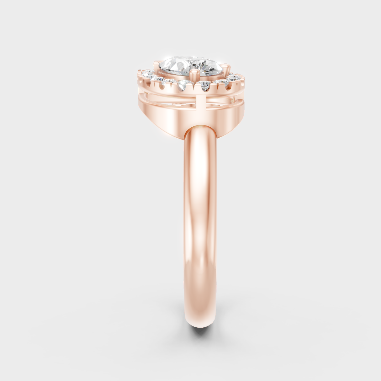  Rose Gold Pear-Cut Lab-Grown Diamond Halo Ring For Modern Luxury