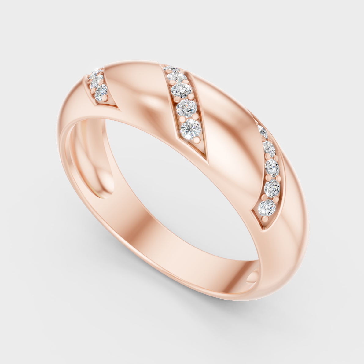 Sleek 14K Rose Gold Men’s Band Featuring A Certified 0.15Ct Round Lab Diamond