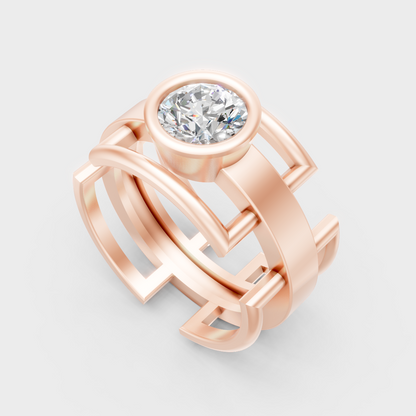 9K Rose Gold Round-Cut Lab-Grown Diamond Men’s Band With Hallmark Quality