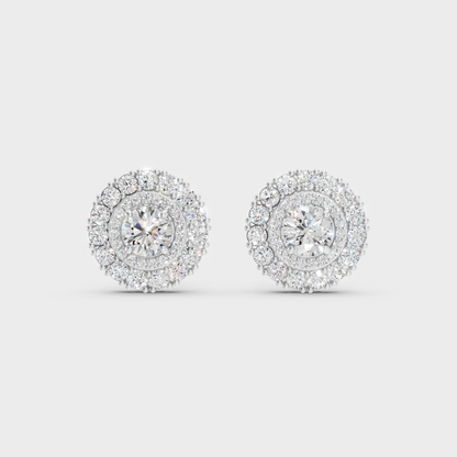 High-Polish 950 Platinum Round Lab Diamond Earrings For Refined Brilliance