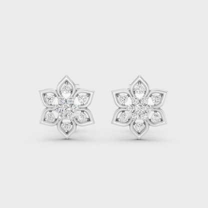 High-Polish 950 Platinum Round Lab Diamond Earrings For Refined Brilliance