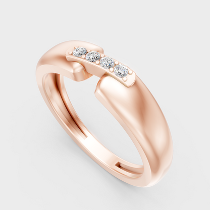 Sleek 14K Rose Gold Men’s Band Featuring A Certified 0.72Ct Round Lab Diamond
