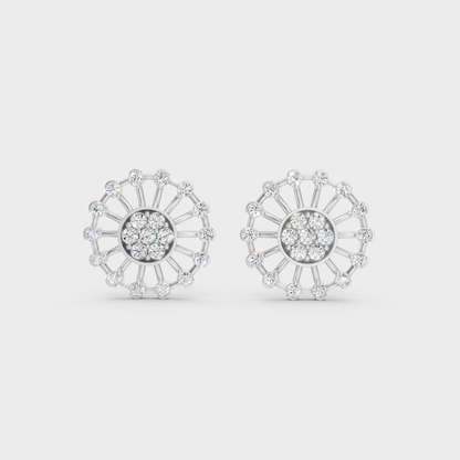 High-Polish 950 Platinum Round Lab Diamond Earrings For Refined Brilliance