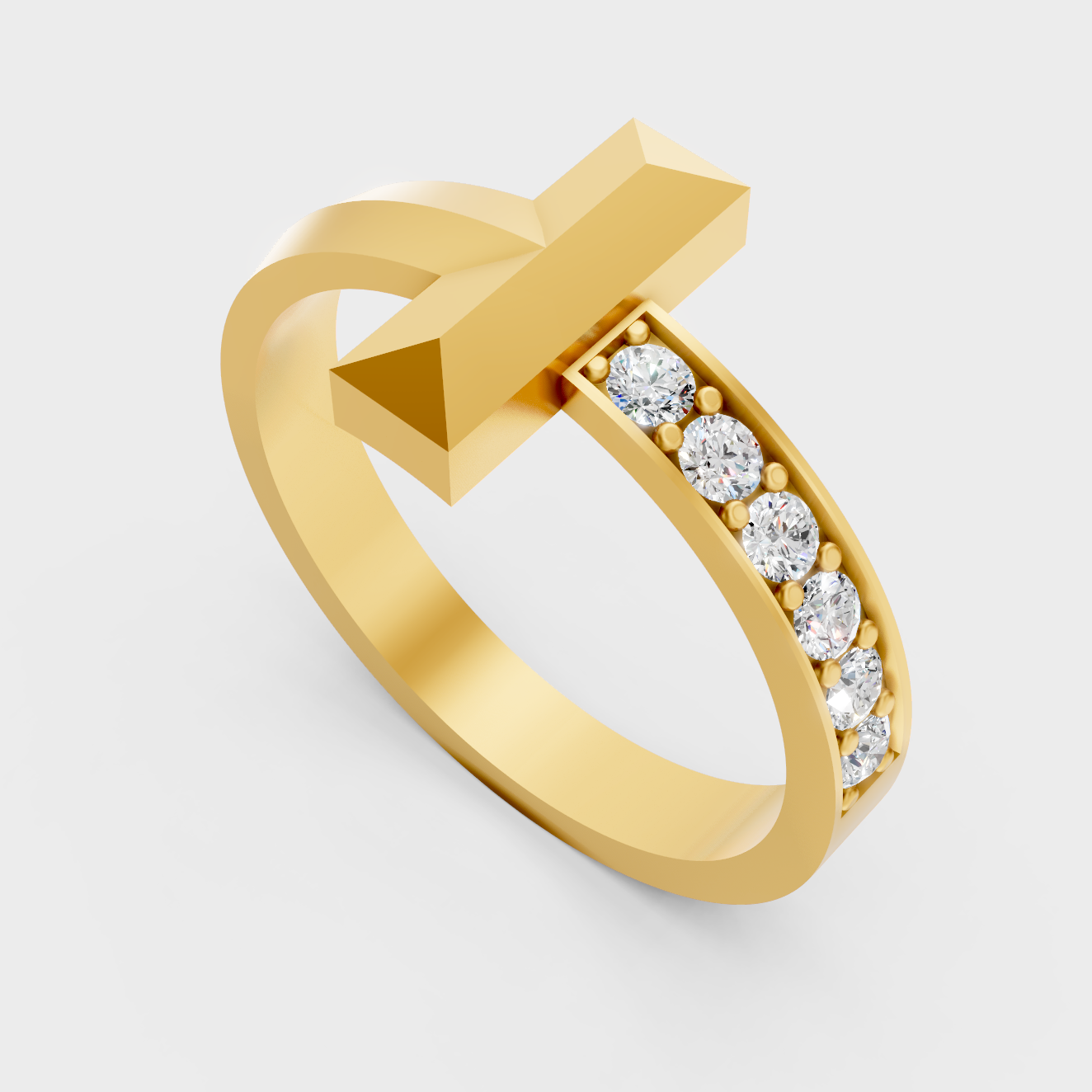 Classic 14K Yellow Gold Men’s Engagement Ring Featuring A 0.21Ct Round Lab Diamond