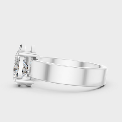 White Gold Emerald Pear Diamond Ring With Brilliant Sparkle