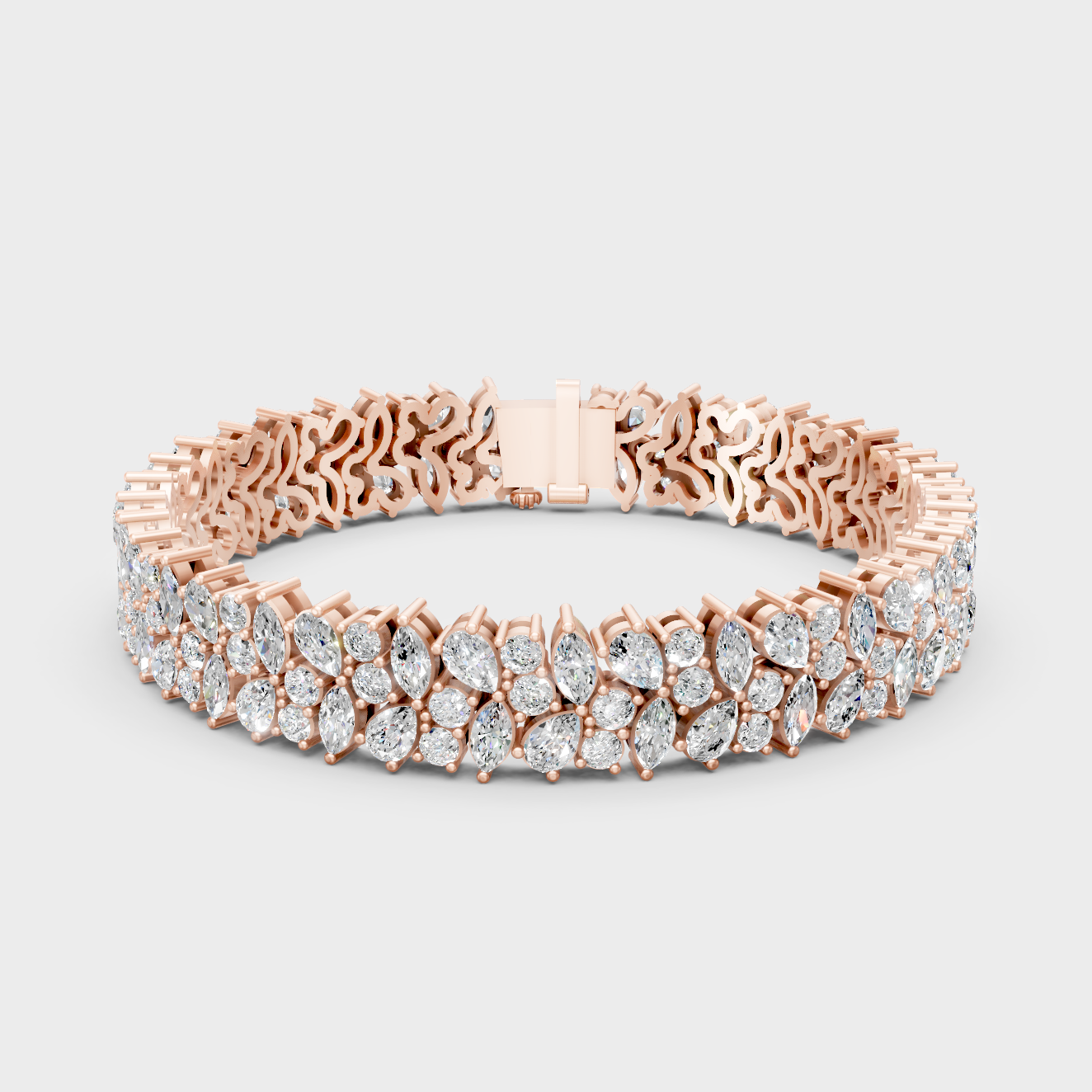 13.40 Ct Multi-Shape Certified Lab-Grown Diamond Tennis Bracelet Rose Gold