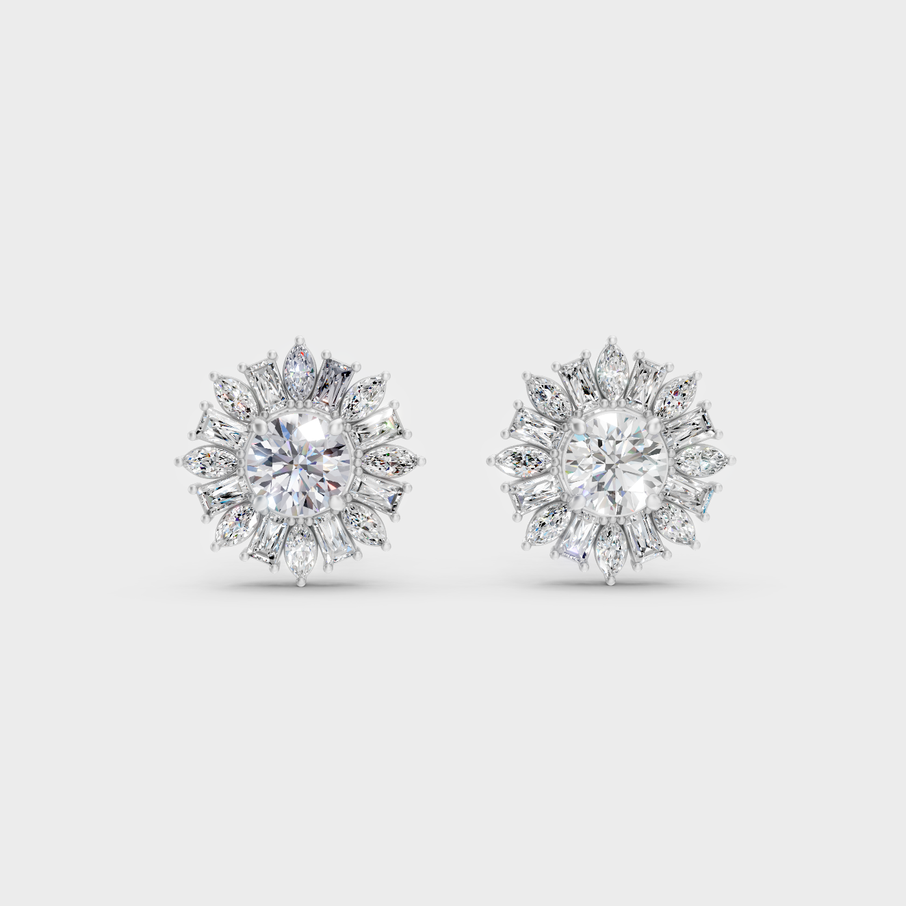 High-Polish 950 Platinum Multi-Cut Lab Diamond Earrings For Refined Brilliance