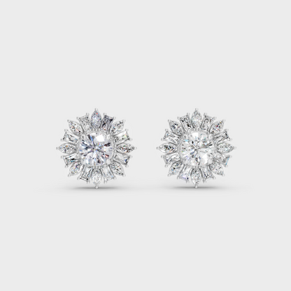 High-Polish 950 Platinum Multi-Cut Lab Diamond Earrings For Refined Brilliance