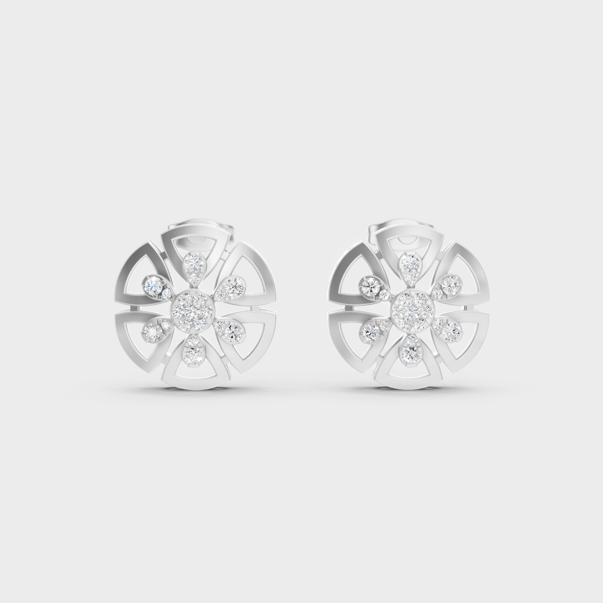 High-Polish 950 Platinum Round Lab Diamond Earrings For Refined Brilliance