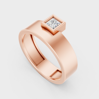 Sleek 14K Rose Gold Men’s Band Featuring A Certified 0.25Ct Princess Lab Diamond