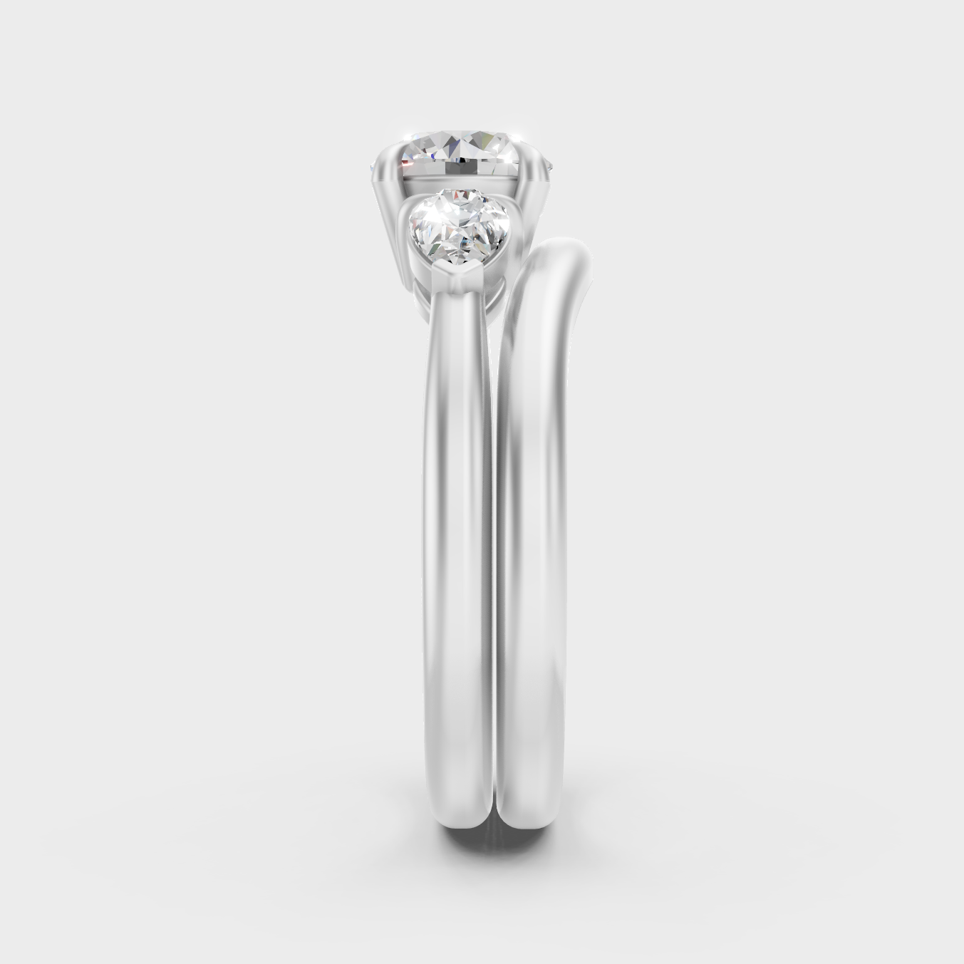 High-Polish 950 Platinum Round Pear Ring Set For Maximum Shine