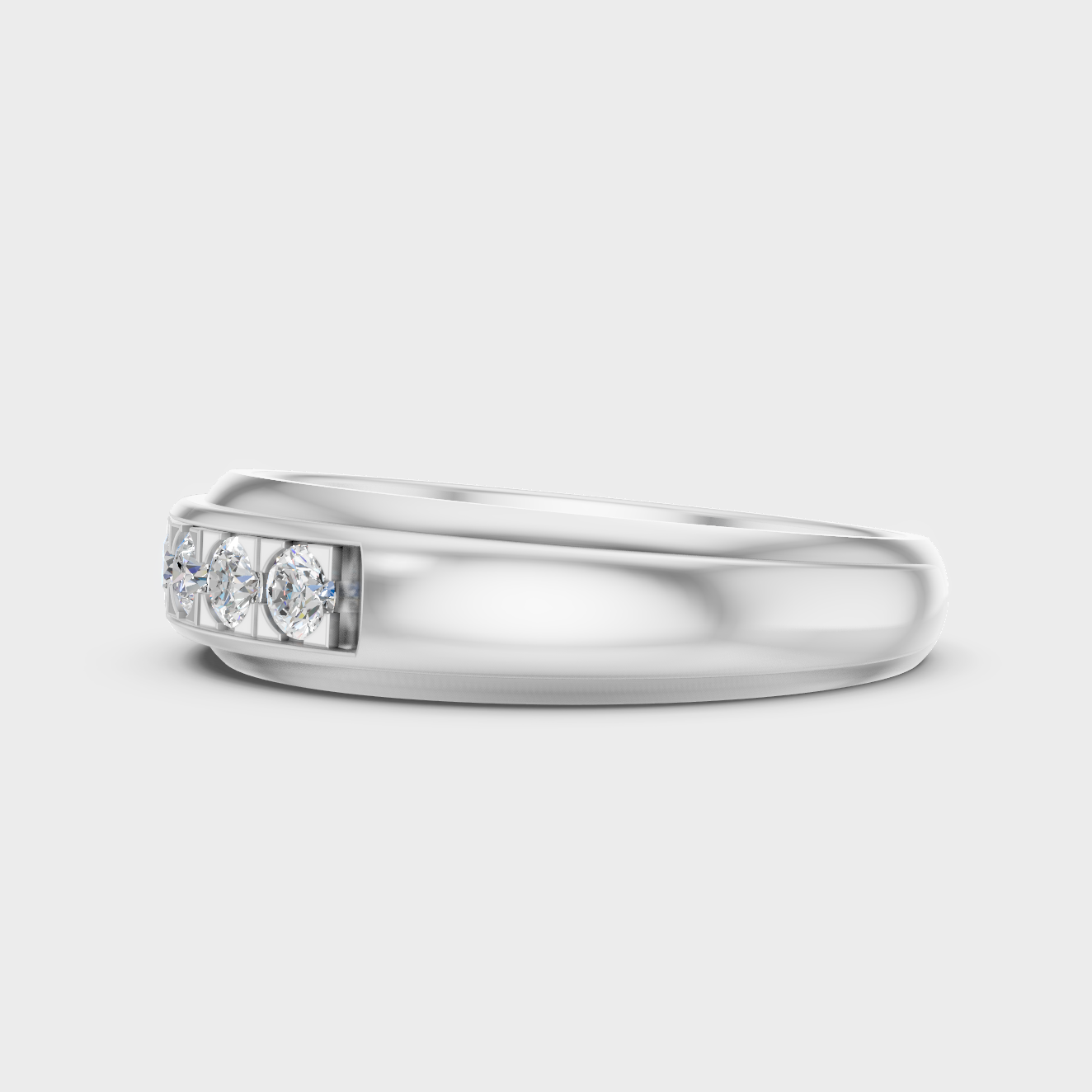 White Gold Certified Mens Diamond Ring Elegant Style