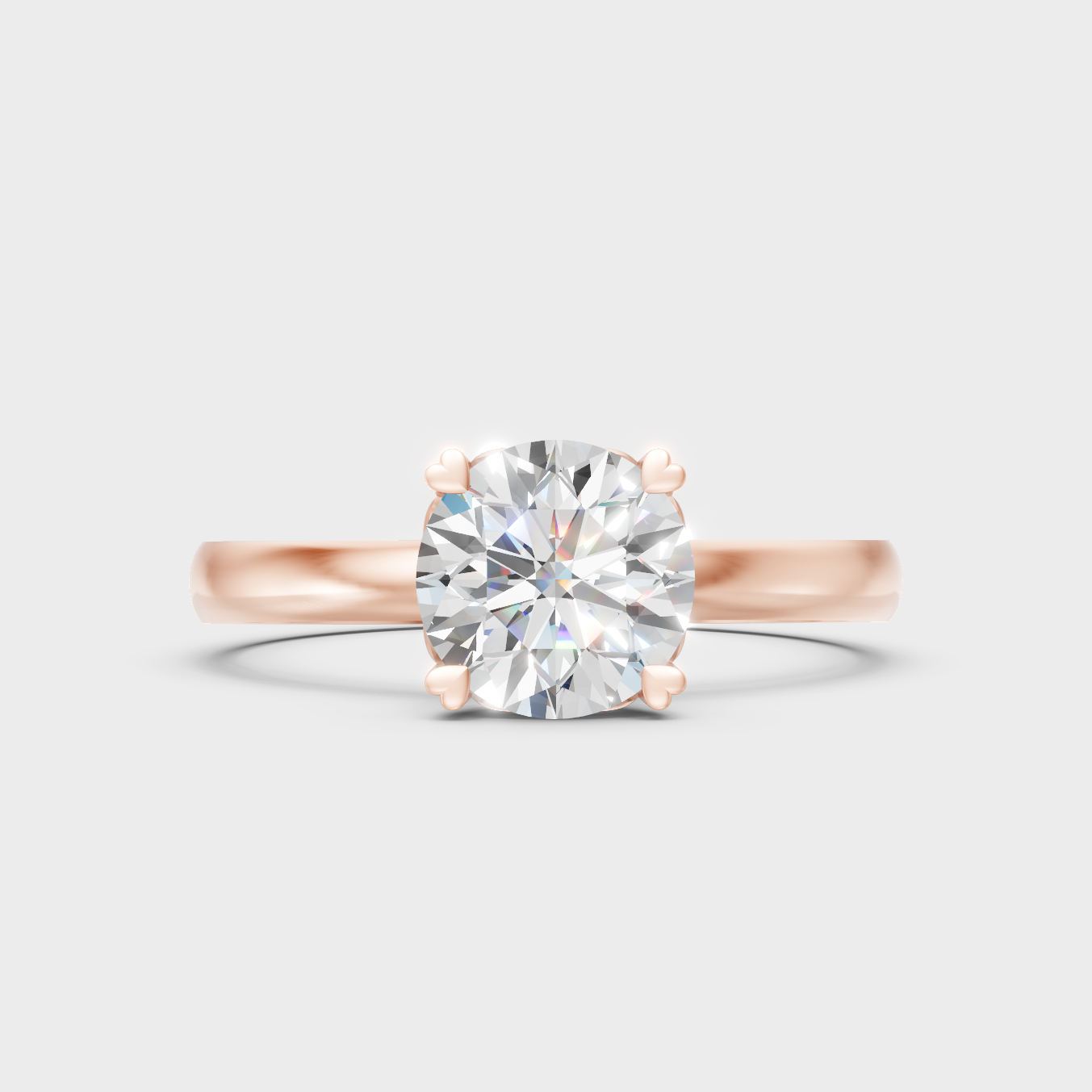 Romantic 18K Rose Gold Engagement Ring With Round Lab Diamond
