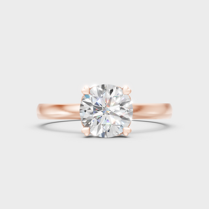Romantic 18K Rose Gold Engagement Ring With Round Lab Diamond