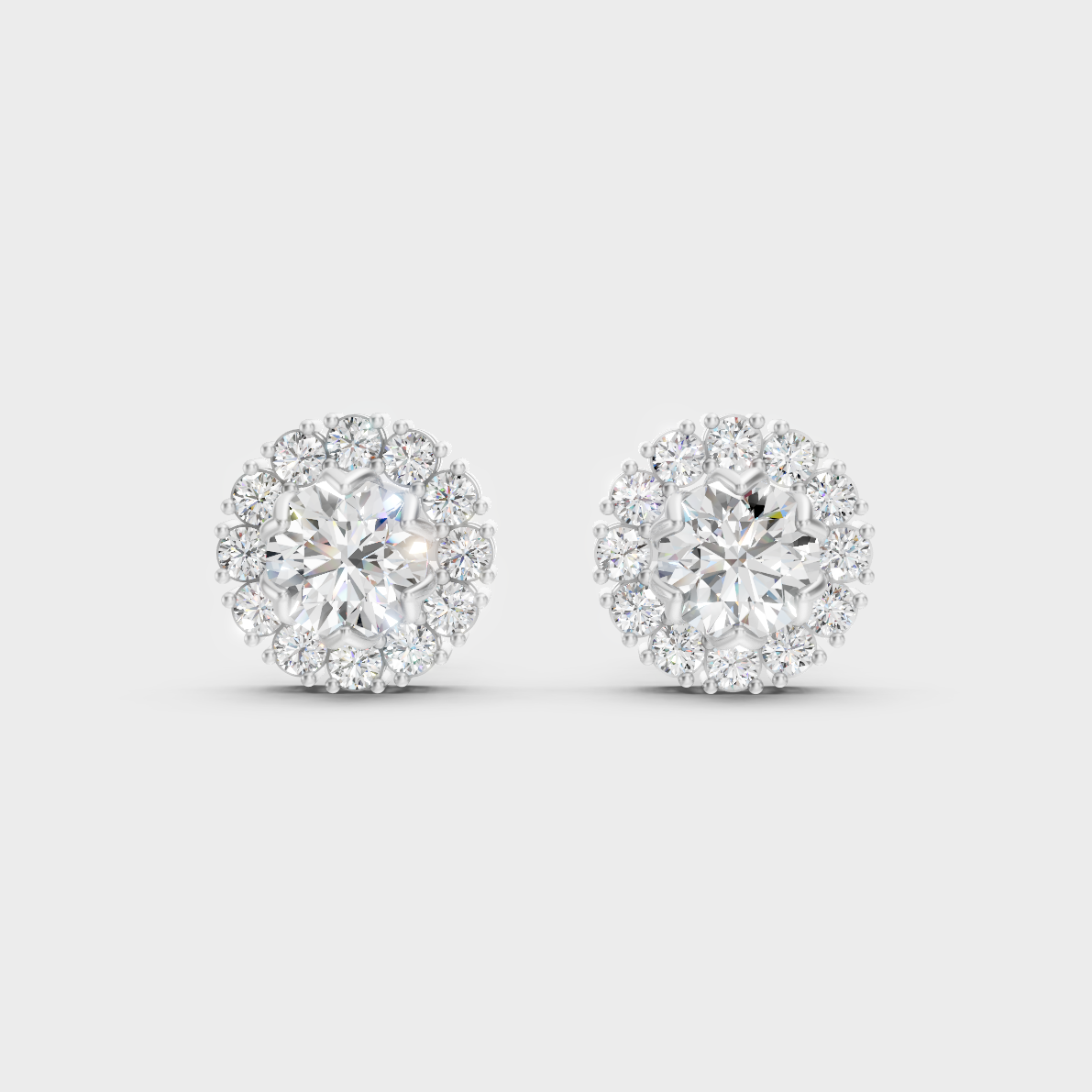 High-Polish 950 Platinum Round Halo Lab Diamond Earrings For Refined Brilliance