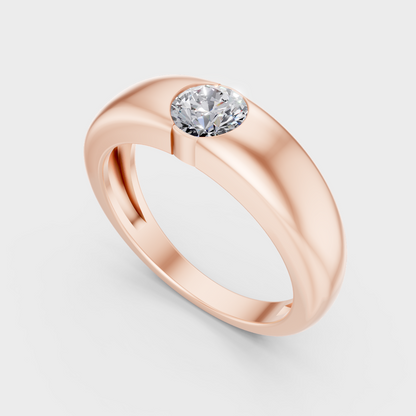 Sleek 14K Rose Gold Men’s Band Featuring A Certified 0.05Ct Round Lab Diamond
