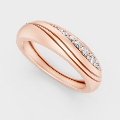 Sleek 14K Rose Gold Men’s Band Featuring A Certified 0.14Ct Round Lab Diamond