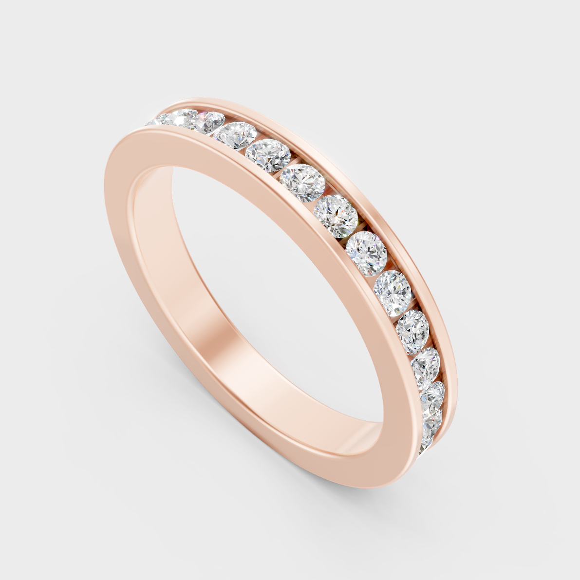  Sleek 14K Rose Gold Men’s Band Featuring A Certified 1.08Ct Round Lab Diamond