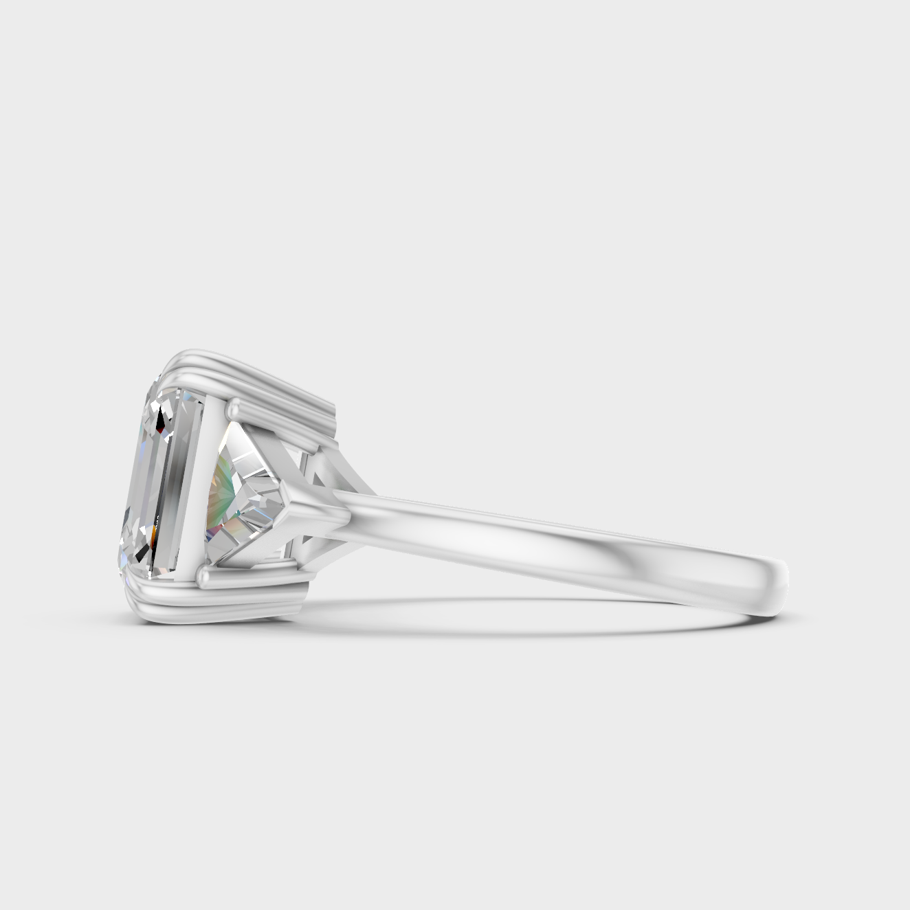White Gold Square Emerald Diamond Ring With Brilliant Sparkle