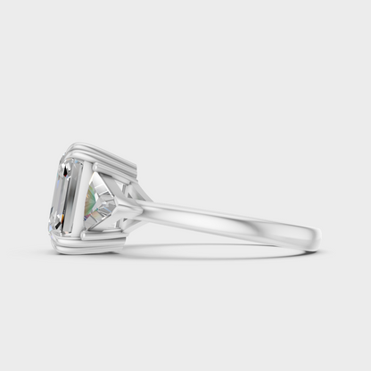 White Gold Square Emerald Diamond Ring With Brilliant Sparkle