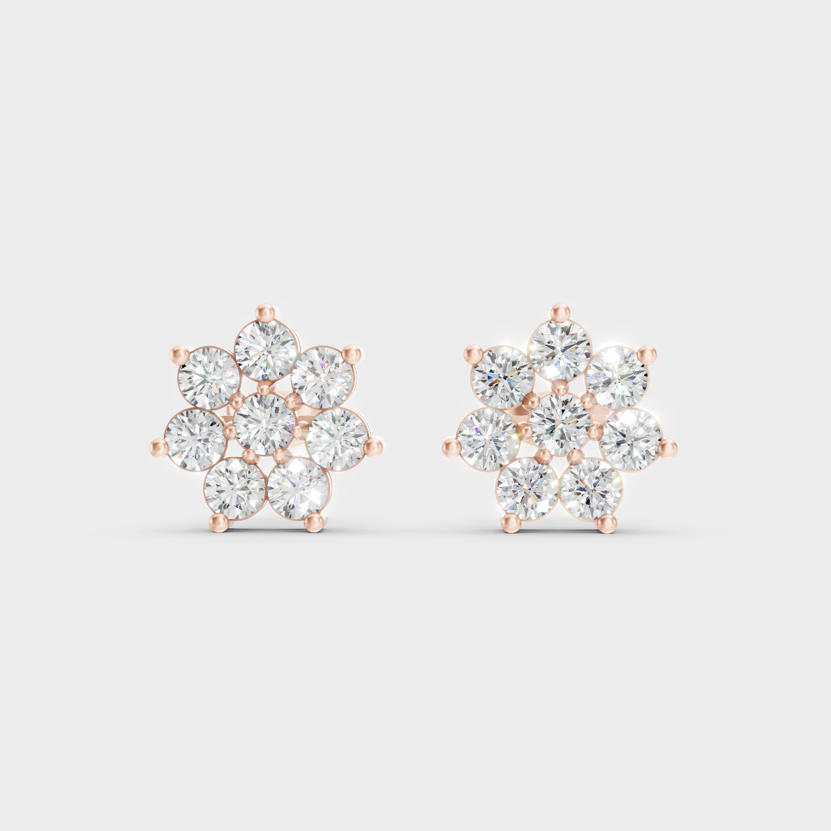 Sleek 14K Rose Gold Studs Featuring Certified 1.32 Carat Each Round Lab Diamonds 