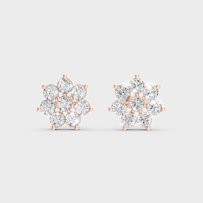 Sleek 14K Rose Gold Studs Featuring Certified 1.32 Carat Each Round Lab Diamonds 
