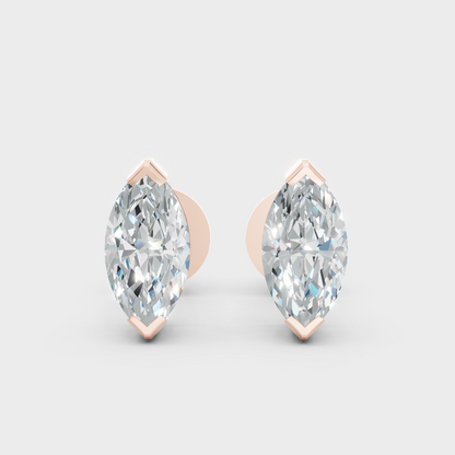 Marquise Cut Lab Grown Diamond Earrings In Rose Gold 14K 18K Hallmark