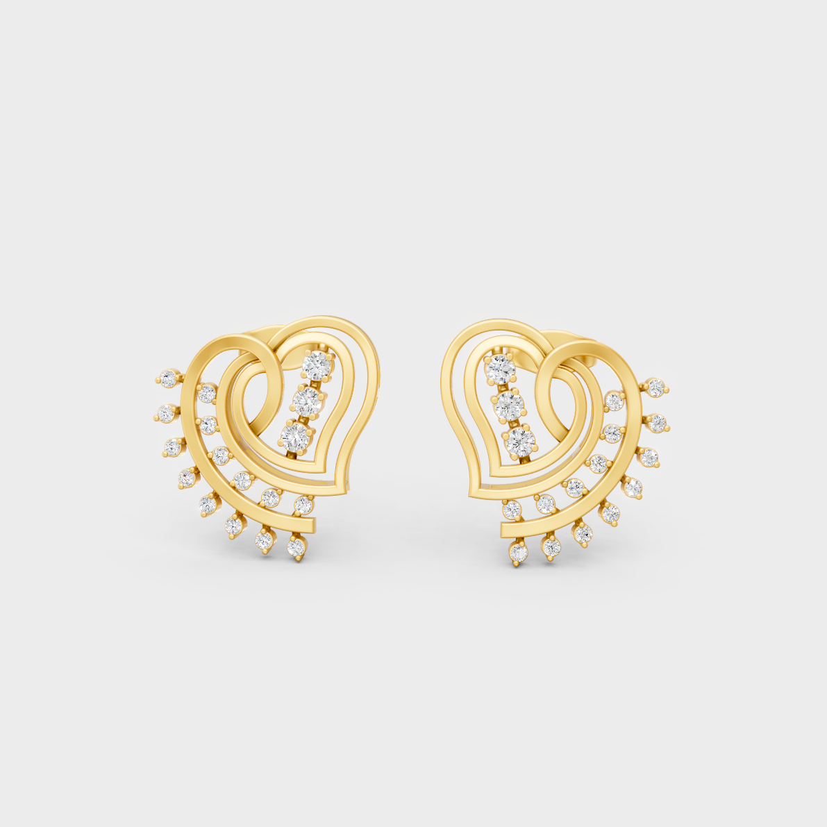  Radiant Yellow Gold Solitaire Earrings With Certified 0.44 Ct Total Weight Diamonds