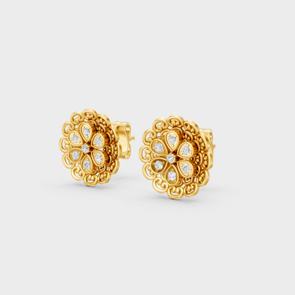 9K Yellow Gold Round-Shaped Lab-Grown Diamond Studs For Ethical Luxury 