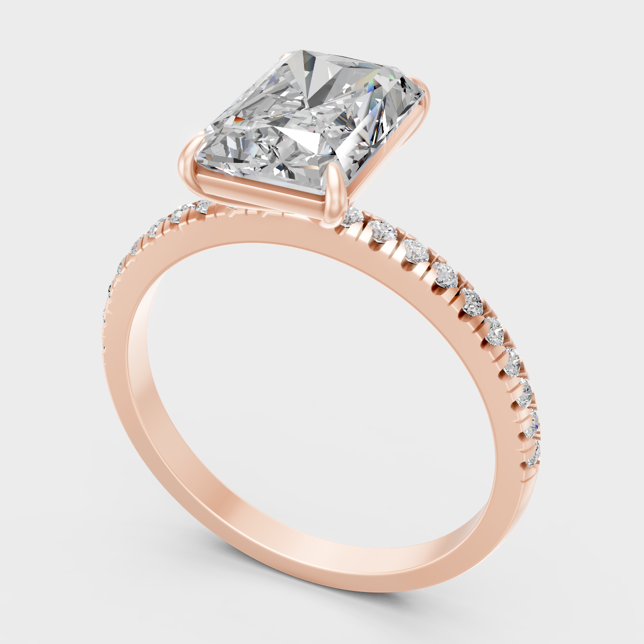 Rose Gold Radiant Lab Grown Diamond Ring Elegant Womens Jewelry