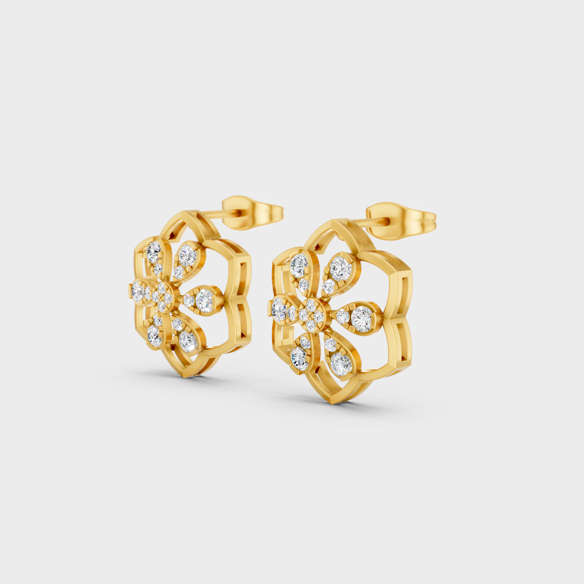 9K Yellow Gold Round-Shaped Lab-Grown Diamond Studs For Ethical Luxury 