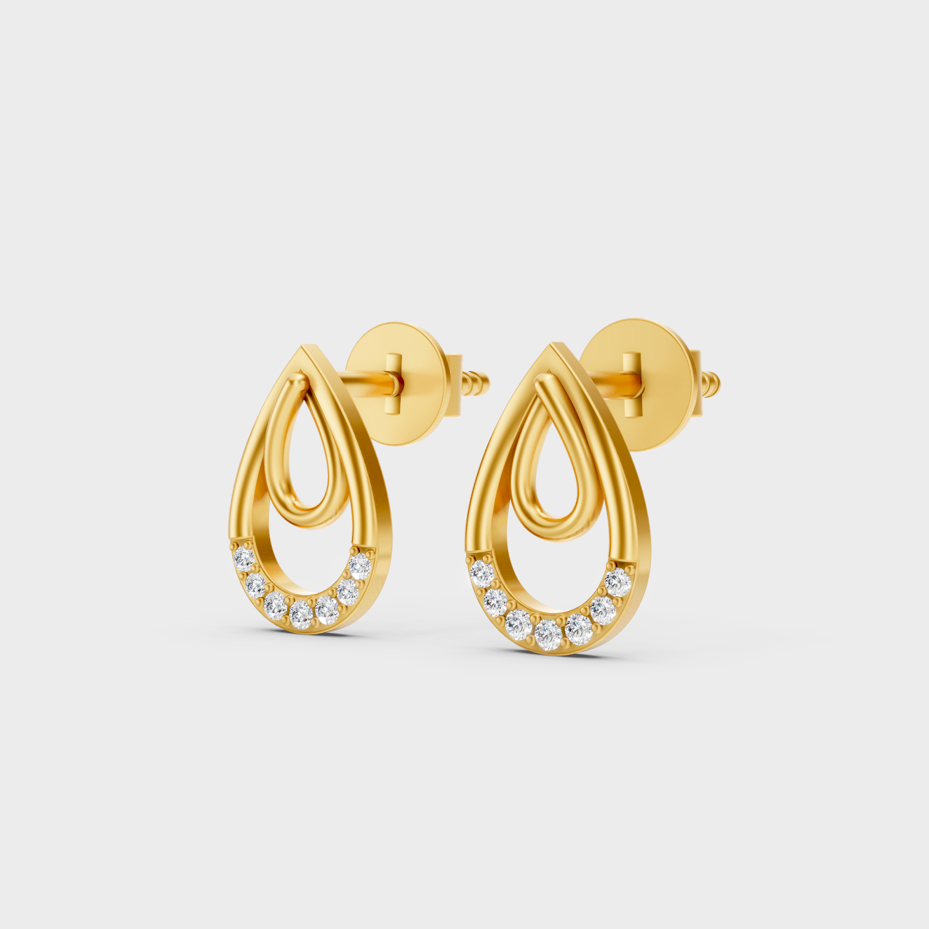 9K Yellow Gold Round-Shaped Lab-Grown Diamond Studs For Ethical Luxury