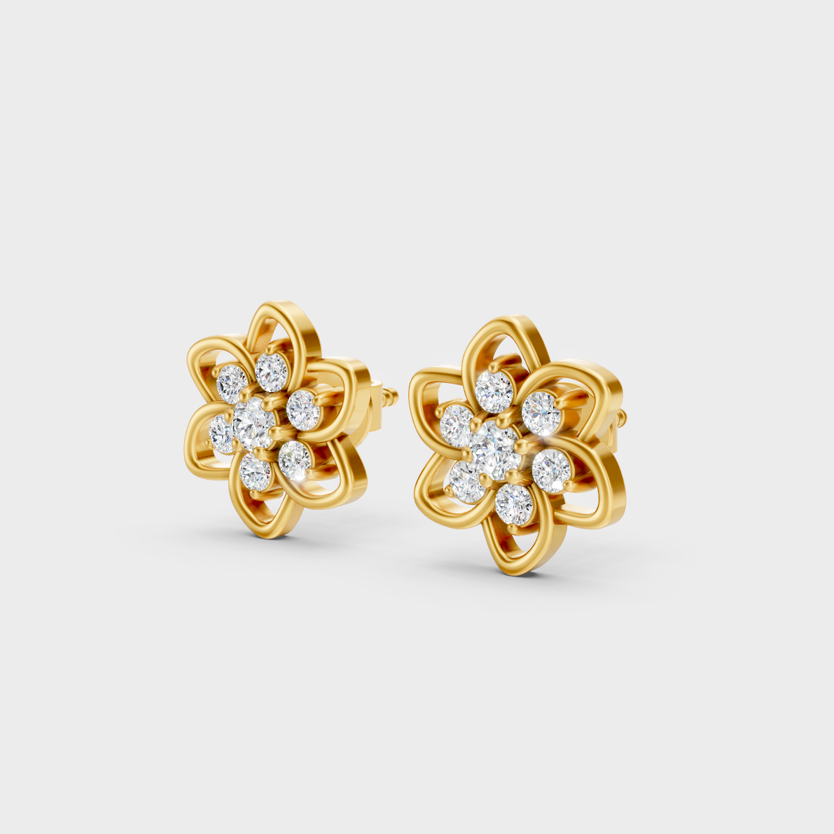 9K Yellow Gold Round-Shaped Lab-Grown Diamond Studs For Ethical Luxury 