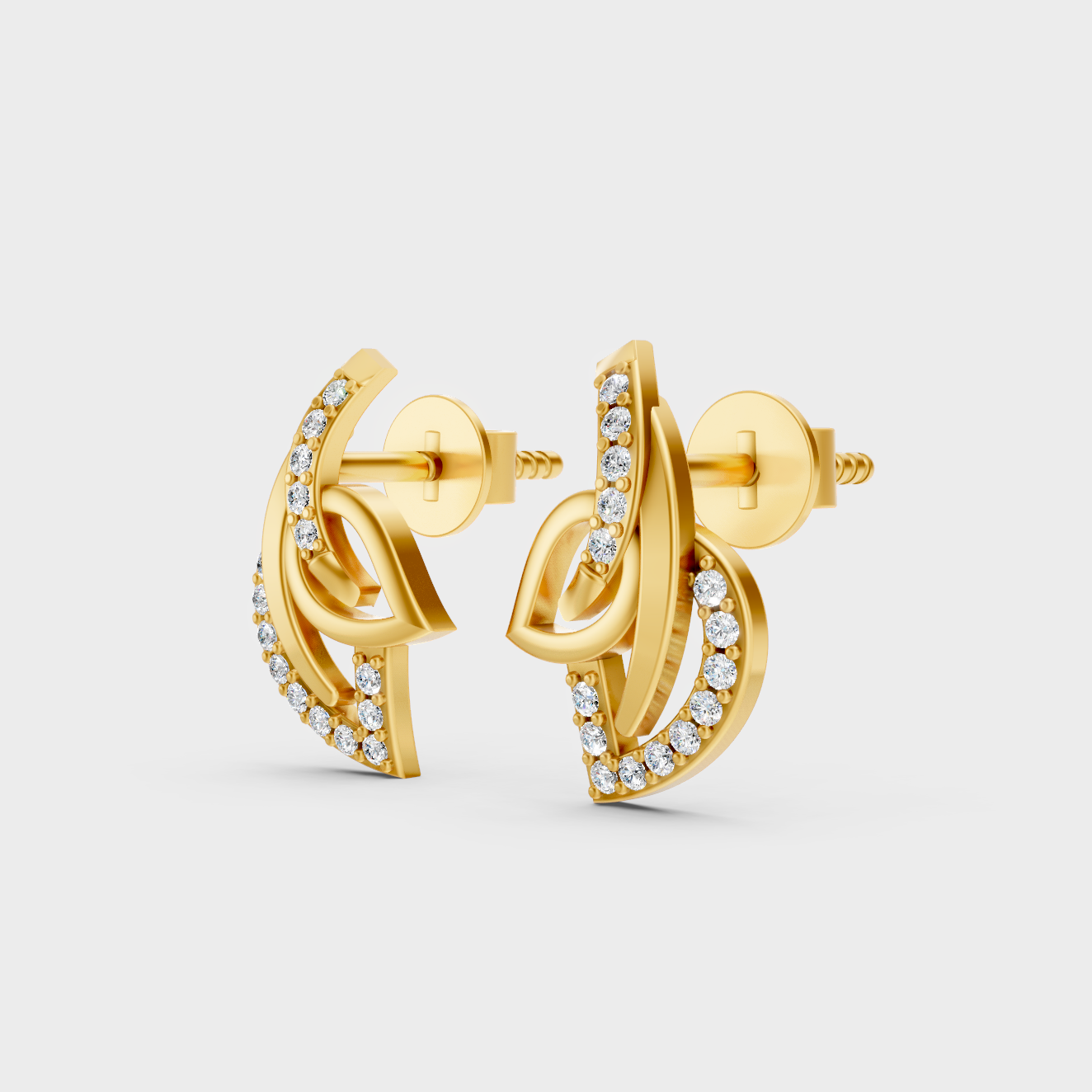 9K Yellow Gold Round-Shaped Lab-Grown Diamond Studs For Ethical Luxury 