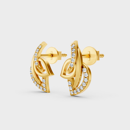9K Yellow Gold Round-Shaped Lab-Grown Diamond Studs For Ethical Luxury 