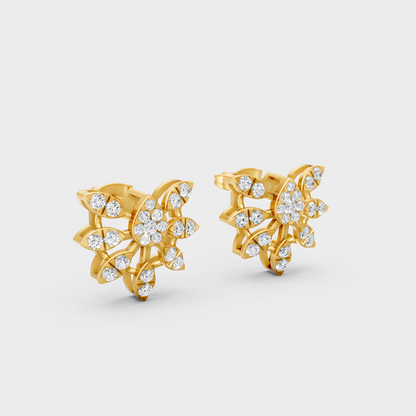 Classic 14K Yellow Gold Lab Diamond Studs Featuring 0.64 Carat Each Round Stones