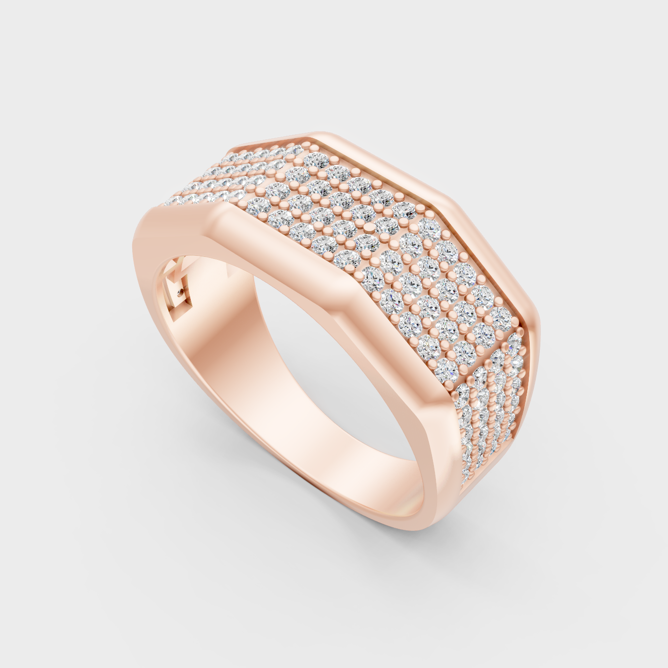 Sleek 14K Rose Gold Men’s Band Featuring A Certified 1.2Ct Round Lab Diamond
